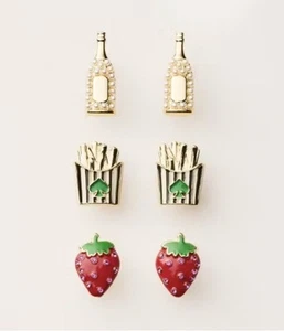 Kate Spade x Target Stud Earrings - Strawberry, French Fries, Champagne - Picture 1 of 4