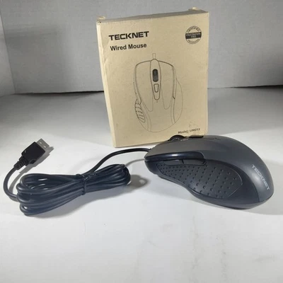 TECKNET USB Wired Mouse, 6400 DPI Mice 4 Adjustable DPI Black Model UM013 - Image 1 of 4
