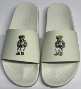 Polo Ralph Lauren - POLO BEAR Slides - Beige/White - Brand New - Men’s Size 10 - Picture 1 of 8