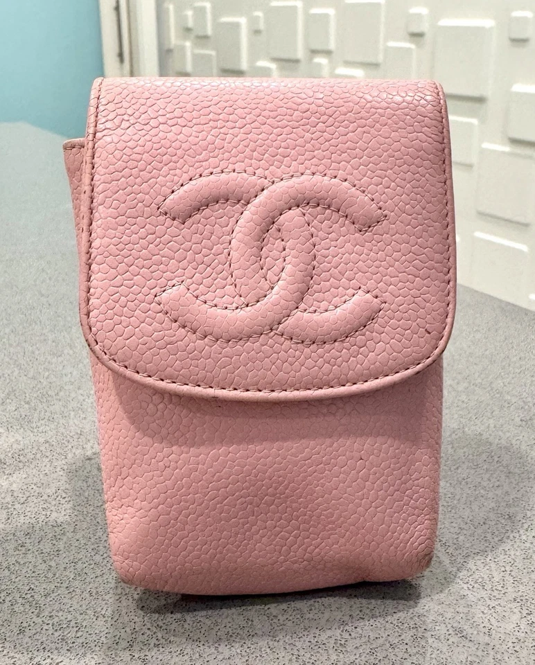 Authentic Chanel Cosmetic Case Pouch Caviar Skin Pink Leather Wallet - Image 1 of 4