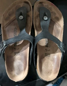Birkenstock Gizeh Black Thong Sandal Size EU 38 US 7.5 - Picture 1 of 4