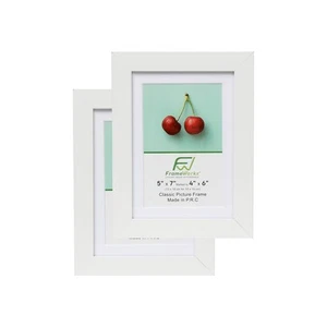 5x7 mat to 4x6 Classic Wooden Picture Frames With Tempered Glass | White | 2-... - Picture 1 of 6
