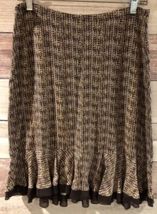Merona Women's Brown Below The Knee A Line Ruffled Bottom Modest Skirt M LBB76 - Picture 1 of 3