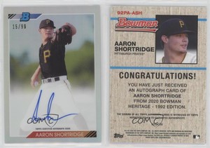2020 Bowman Heritage Chrome Prospects Refractor /99 Aaron Shortridge Auto