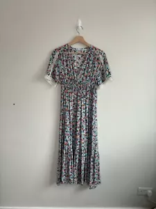 Zara Womens Dress Size M Blue Floral Maxi Short Sleeve - Picture 1 of 7