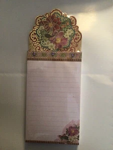Punch Studio Magnetic List Pad-75 Sheets-New Red Green Floral With Bird Design - Picture 1 of 1