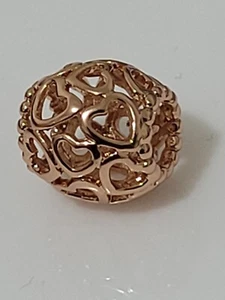 Pandora Charm Sterling Silver Rose Gold Openwork Hearts Charm - Picture 1 of 2