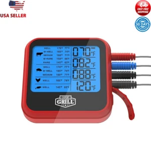 4 Sonde Impermeabile BBQ Grill Termometro Monitor Temperature Multiple Nuovo - Foto 1 di 6