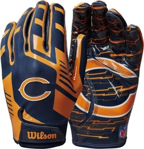 Chicago Bears NFL Stretch Fit Receiver Football Gloves Adult MEDIUM - Picture 1 of 4