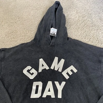 Rue 21 Hoodie Womens Small GAME DAY Black Gray Color Wash Graphic Sweatshirt NEW - Image 1 of 4