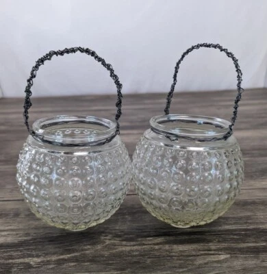 2 candelabros decorativos de vidrio con mango de metal para colgar clavos de placa Foto 1 de 4