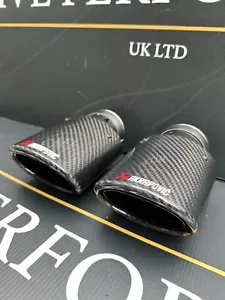 2X GLÄNZEND SCHWARZ KOHLENSTOFFFASER OVAL AKRAPOVIC AUSPUFFSPITZEN 3"" X 4"" 75 mm x 105mm - Bild 1 von 6
