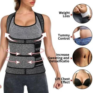 Damen Neopren Sauna Weste Schweiß Body Shaper Taillentrainer Fatburner 2XL NEU - Bild 1 von 8
