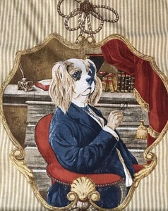 Vtg Braemore Designs Fabric Cavalier King Charles Spaniel Terrier Dogs 10 Yds - Picture 1 of 9