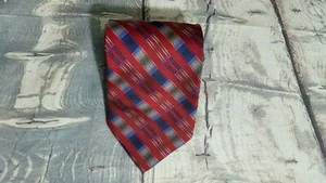 Ermenegildo Zegna ITALY Men's Red Blue Stripe Silk Neck Tie 60" Mint - Picture 1 of 5