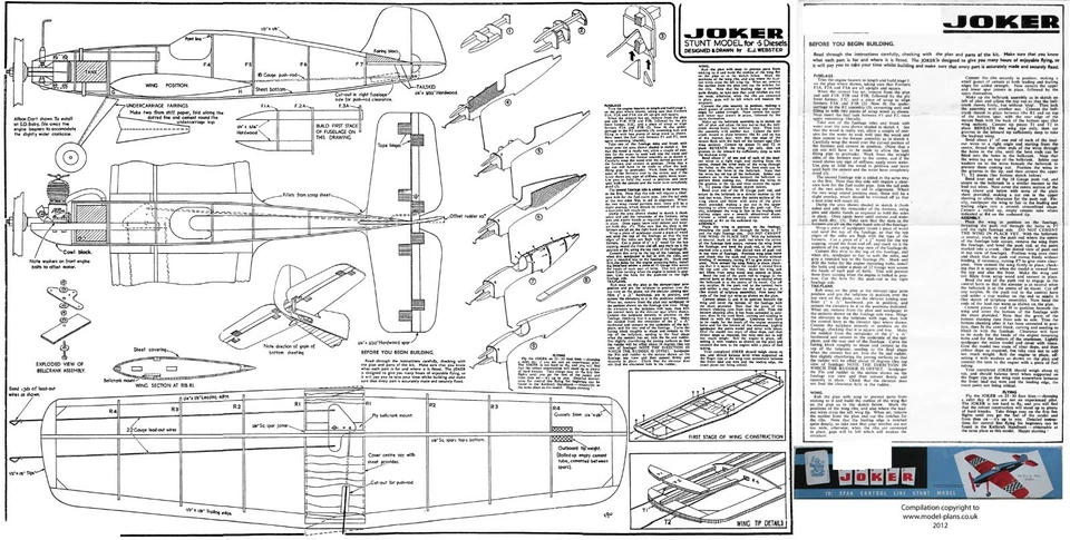 Joker plan and patterns control line stunt for .5-.8cc motor - Image 1 of 1