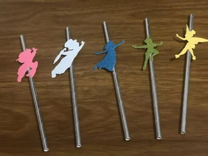 24 Piezas Pajitas de Papel Personalizadas Peter Pan Campanilla Cumpleaños Fiesta Decoración Nunca Crecer - Imagen 1 de 12
