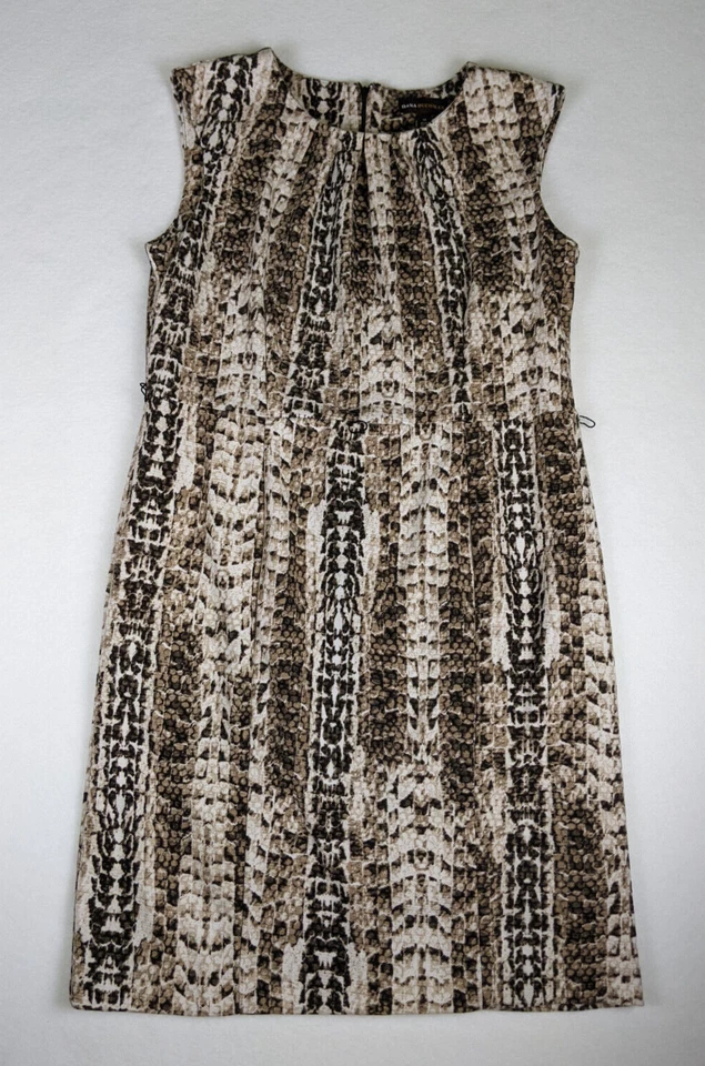 Vestido para mujer Dana Buchman talla 14 beige estampado funda tejido elástico Foto 1 de 4