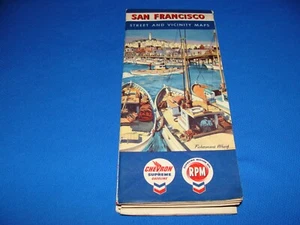 Mapas de calles y alrededores de San Francisco Chevron Standard H.M. Gousha 1957 vintage - Imagen 1 de 20