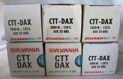Lot of 6 Sylvania GTE CTT DAX Movie Projector Lamps 1000W 120V 25 Hours Blue Top - Image 1 of 4