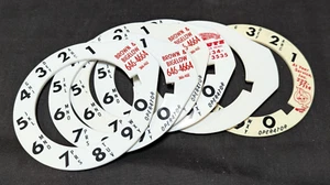 6 Vintage Wählscheibenhüllen - Werbemuster - Lutz Reifenprofil - Bild 1 von 12