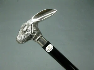 Black Wooden Walking Stick Hiking Cane Silver Finish Designer Head Handle Gift - Picture 1 of 4