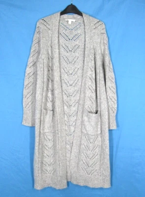 Cárdigan Suéter CHELSEA & VIOLETA Gris KIMONO Tejido Aireado BOLSILLOS FRENTE ABIERTO S Foto 1 de 4