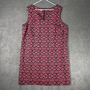 Talbots Damen Kleid ärmellos geometrisch 20 W rosa schwarz Blumen Schnörkelblatt - Bild 1 von 12