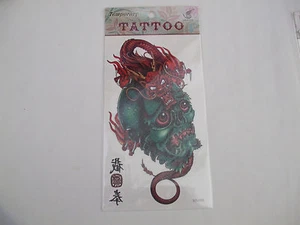 Fun Tattoos Dark Green Ugly Skull Dragon Wrapped Around, New - Picture 1 of 1