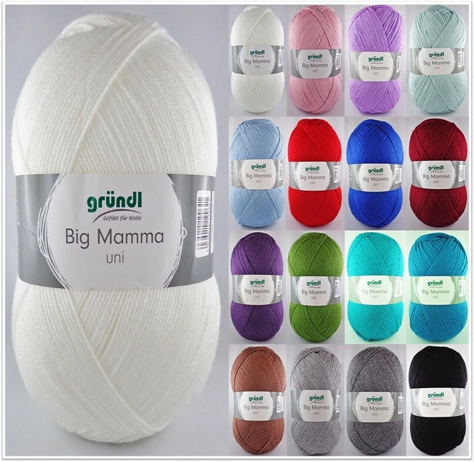 400g Gründl Big Mamma Uni Polyacryl Wolle Garn zum Stricken Häkeln GP 22,48€/kg - Bild 1 von 1