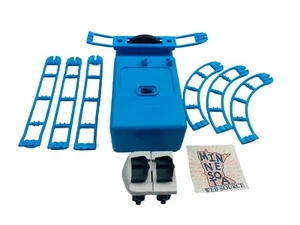 Mini Knex (kleiner als Micro!) Hellblauer Motor, Rennbahn, silberner Achterbahnwagen selten - Bild 1 von 8