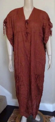 Q539 коричневый кафтан платье Lagenlook бабочка рукава лотос трейдеров бюст 50 средний - Изображение 1 из 4