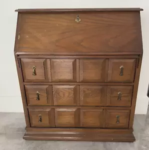 Vintage Jasper Cabinet Co Secretary Desk 1970s Solid Oak Mystique 844 1/2 - Picture 1 of 16