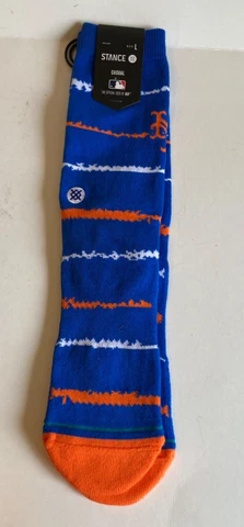 Men's Stance Chalk New York Mets Roy Crew Socks Large Cotton Mid Cushion NWT Cover