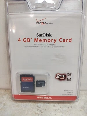SanDisk Micro SDHC Card With Adapter 4GB Verizon Wireless New - Image 1 of 3