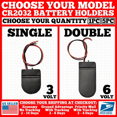 Battery Holder CR2032 Button Cell Case ON/OFF Switch Coin 3/6 Volt Output 2032 - Image 1 of 3