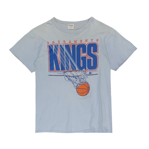 Vintage Sacramento Kings Starter T-Shirt Size Large Made USA 1988 80s NBA Cover