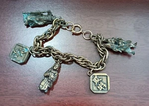 Vintage Charm Bracelet Signed Germany on the Clasp, Asian Motif - Picture 1 of 11