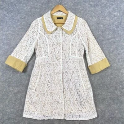 Chaqueta Ryu Lace Peplum Para Mujer Talla M Crema Bronceado Cottagecore Hadas Bolsillos Floral Foto 1 de 4