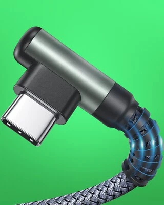 USB C Cable 2-Pack 6.6ft 3.1A Fast Charging Right Angle for Galaxy iPhone - Image 1 of 4