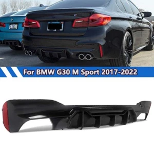 For BMW G30 535i 540i M Sport 2017-2022 Gloss Black Competition Rear Diffuser - Picture 1 of 16