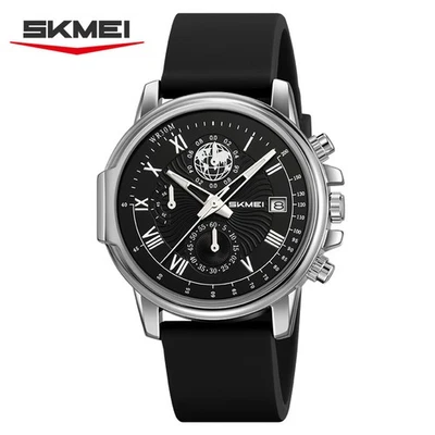 SKMEI Men Quartz Watch Chronograph Wristwatch Business Male Silicone Watch Gifts - Image 1 of 4
