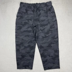 Lululemon Stretch High-Rise Crop Camo Pants Sz 14 LW6BOUS Black Gray (34x22) - Picture 1 of 15
