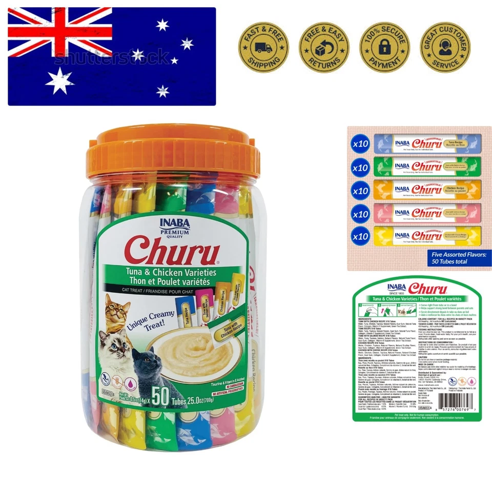 Inaba Ciao Churu Tuna and Chicken Variety Treats for Cat 50 Count 700 Grams