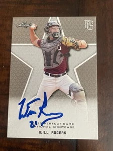 WILL ROGERS 2020 LEAF PERFECT GAME NATIONAL SHOWCASE RC #198 AUTO SIGNED - Picture 1 of 9