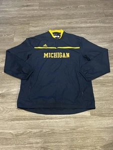 Michigan Wolverines Jacket Adult XL Blue Adidas Windbreaker Zip Football Mens - Picture 1 of 7