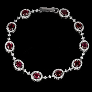 Summer 925 Sterling Silver Bracelet Oval Ruby 5x4mm Natural Gemstone Jewelry - Picture 1 of 13