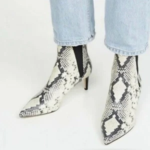 Joie Ralti schwarz elfenbein Schlangenleder Stiefeletten 36 (US 6) neu ohne Etikett Pfennigabsatz 1' Cocktail - Bild 1 von 10