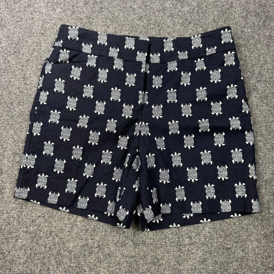 Pantalones Cortos Ann Taylor Loft Para Mujer 2 Azul The Riviera Cortos Estampado Tortuga Marina Flexible Foto 1 de 4