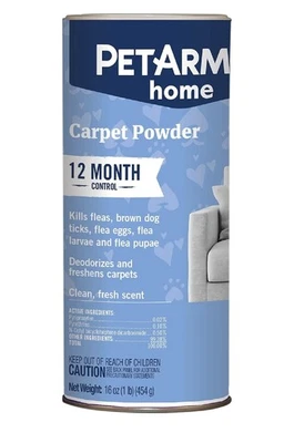 PETARMOR家用地毯粉适用于跳蚤和蜱虫,保护您的家,16 盎司 — 第 1/4 张图片